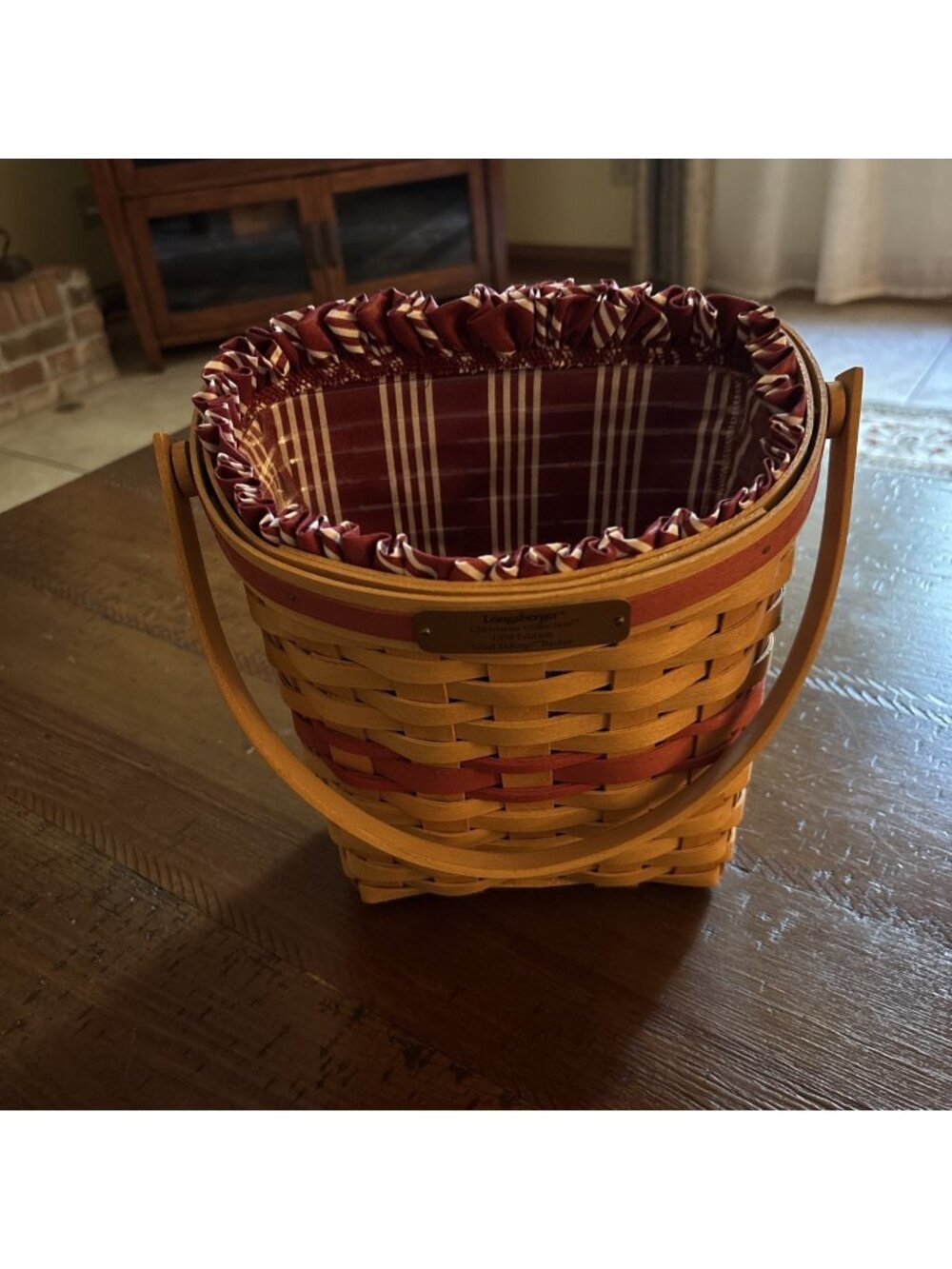 Longaberger Vintage '98 Red Christmas Glad Tidings Basket Plastic Liner